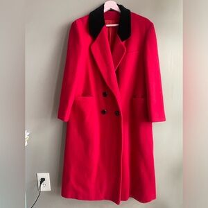Wool Elegant Red Women's Coat